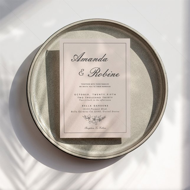 Romantisk modern inbjudan till  Rosa bröllop (Skapare uppladdad)