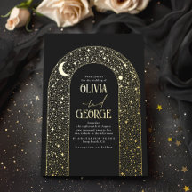 Romantisk modern kelestial Bröllop Black Guld