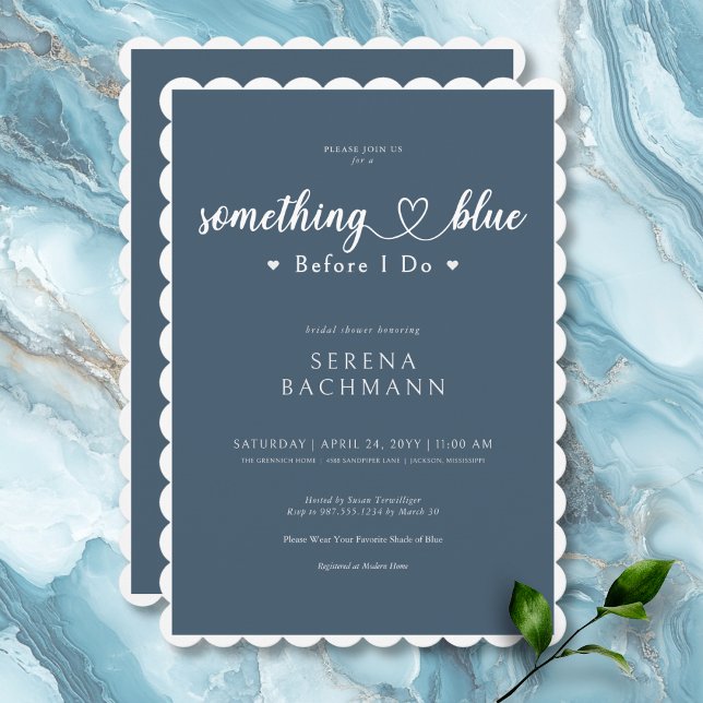 Romantisk Modern något blått innan jag ger skugga Inbjudningar (Skapare uppladdad)