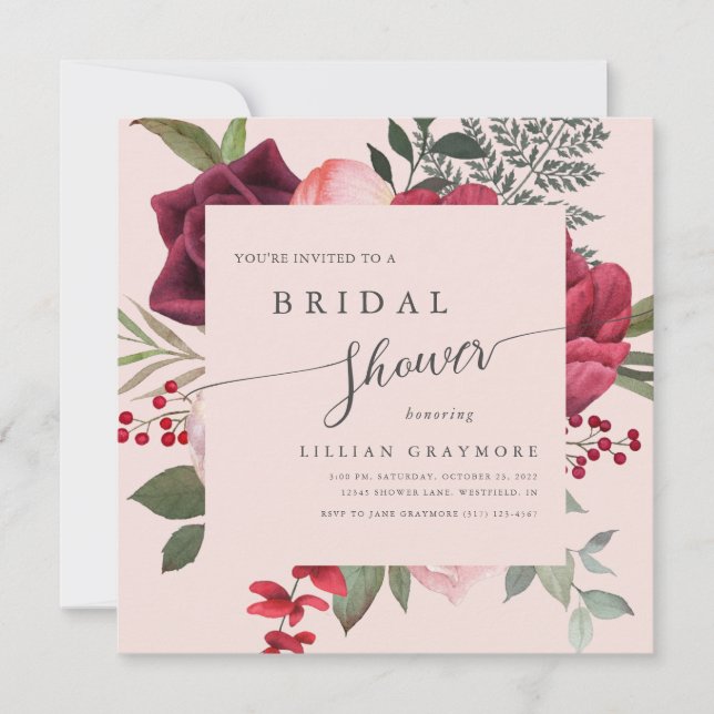 Romantisk Möhippa Bouquet Rosa Möhippa Inbjudningar (Framsida)