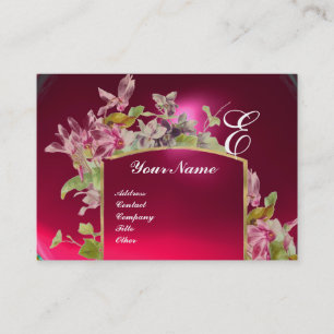 ROMANTISK MONOGRAM,Cyclamen rosa grön vit Visitkort