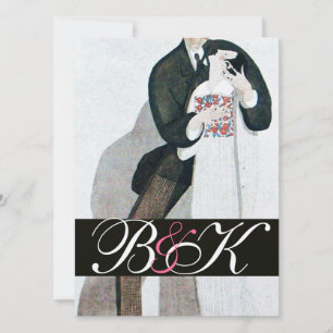 ROMANTISK MONOGRAM FÖR BRID OCH GROOM BRÖLLOPSFEST INBJUDNINGAR
