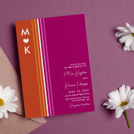 Romantisk Monogram Lesbisk Flagga Rand Bröllop Inbjudningar