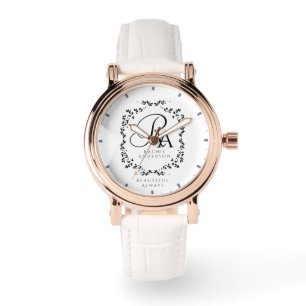 Romantisk monogram vit armbandsur