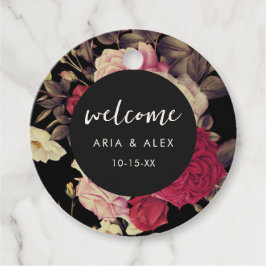 Romantisk Moody Blommigt Bröllop Namn Datum Black Gåvor Etiketter