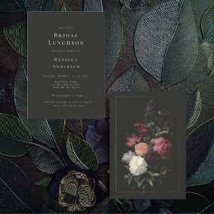 Romantisk Moody Mörk Grått Flowers Möhippa Inbjudningar