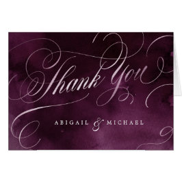 Romantisk moody plum bröllop-kalligrafi tack OBS kort