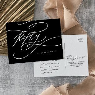 Romantisk Mörk Black Menu Choy OSA Postcard Inbjudan Vykort