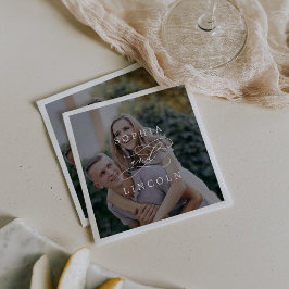 Romantisk Mörk för calligrafi Photo Bröllop Napkin Pappersservett