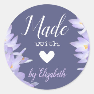 Romantisk Mörk Lilac Lavender Lila Made med Kärlek Runt Klistermärke