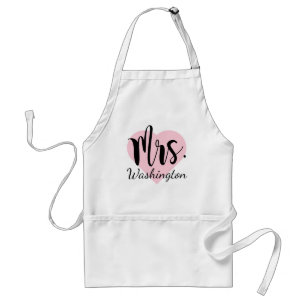 Romantisk Mrs Rosa Hjärtat Kalligrafi Monogram Förkläde