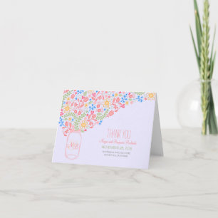 Romantisk murbruk vas blommande rosa bröllop tack kort