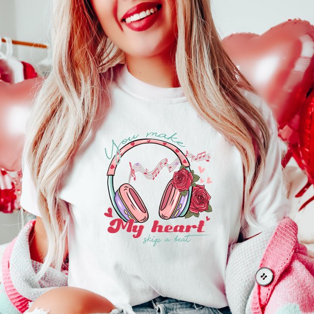 Romantisk musik, du får mitt hjärta att hoppa över t shirt (Skapare uppladdad)