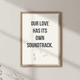 Romantisk musikcitat väggkonst. Par sovrum Poster
