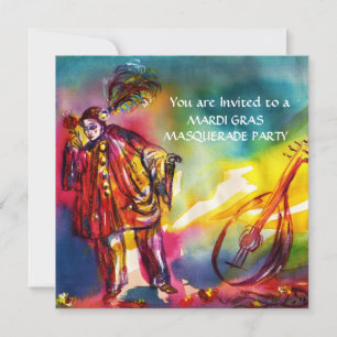 ROMANTISK MUSISK PIERROT OCH RO Mardi Gras Inbjudningar