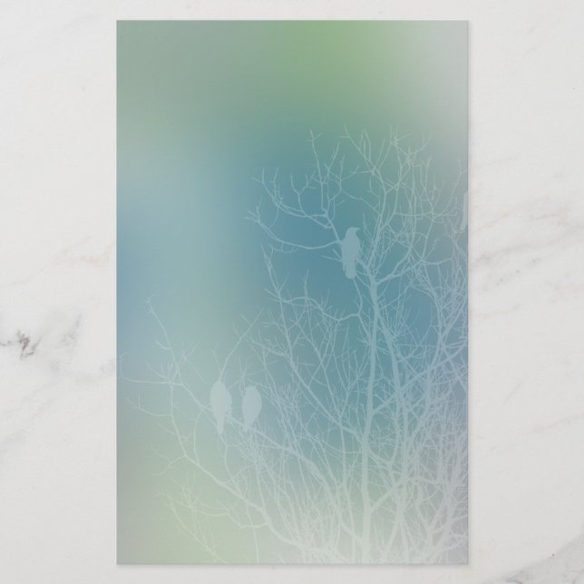 Romantisk natur- och fågeldesign brevpapper (Framsida)