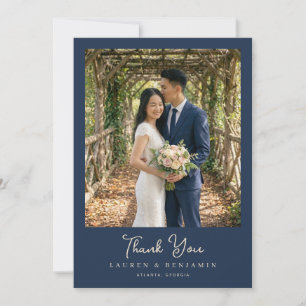 Romantisk Navy Elegant Foto Tack Kort