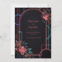 Romantisk neonsk Floral bröllopsbåge Glow