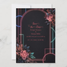 Romantisk neonsk Floral bröllopsbåge Glow