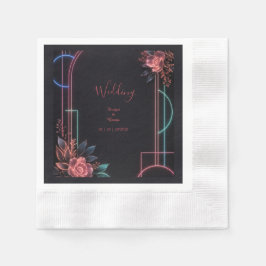 Romantisk neonsk Floral bröllopsbåge Glow Pappersservett