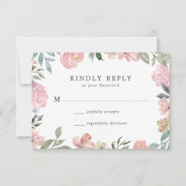 Romantisk Neutral Rosa Vattenfärg Blommig | Bröllo OSA Kort