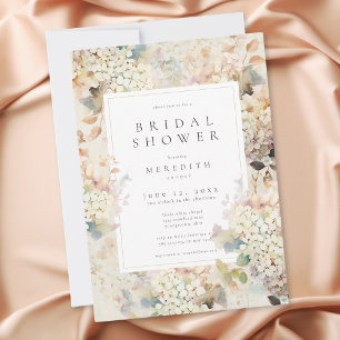 Romantisk Neutral Vintage Hydrangeas Bröllopsdusch Inbjudningar