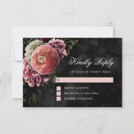 Romantisk och Moody Rosa Bouquet på svart OSA Kort
