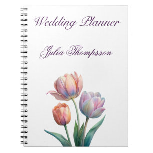 Romantisk och poetisk pastel Tulips vattenfärg Anteckningsbok