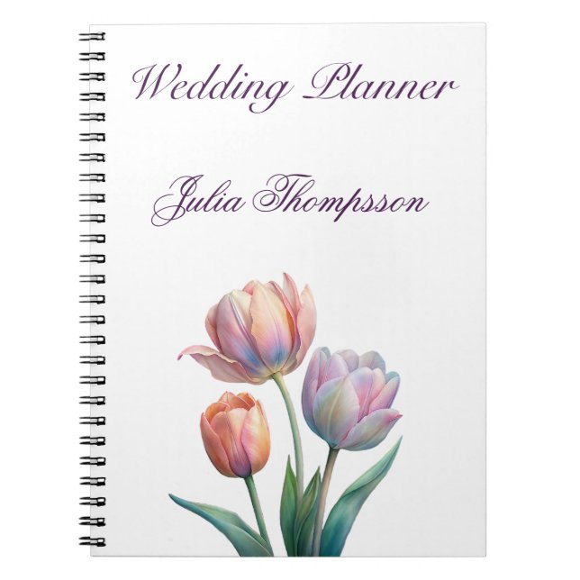 Romantisk och poetisk pastel Tulips vattenfärg Anteckningsbok (Framsidan)
