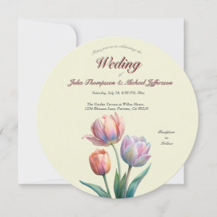 Romantisk och poetisk pastel Tulips vattenfärg Inbjudningar