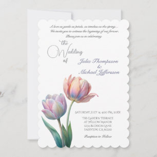 Romantisk och poetisk pastel Tulips vattenfärg Inbjudningar