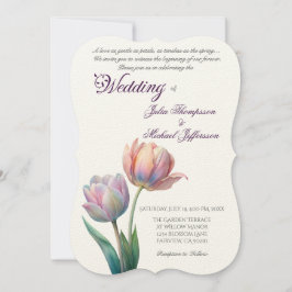Romantisk och poetisk pastel Tulips vattenfärg Inbjudningar
