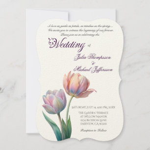 Romantisk och poetisk pastel Tulips vattenfärg Inbjudningar
