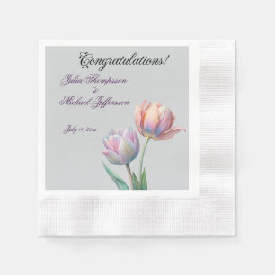 Romantisk och poetisk pastel Tulips vattenfärg Pappersservett