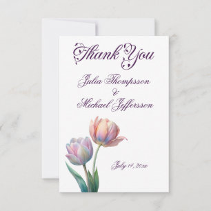 Romantisk och poetisk pastel Tulips vattenfärg Tack Kort