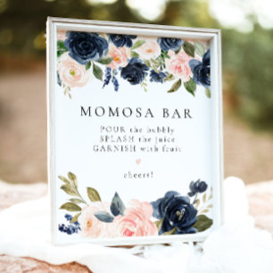 Romantisk och söt marin Blommigt Momosa Pub Poster