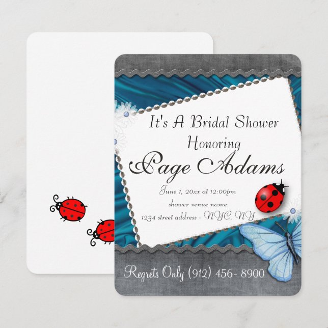 Romantisk öde för turnyckelpigamöhippa inbjudningar (Fram/baksida)