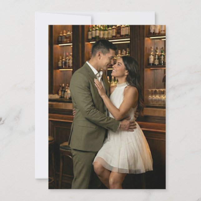 Romantisk Olivgrön Foto Inbjudningar (Framsida)