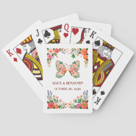 Romantisk oljemålning Blommor Fjäril Casinokort