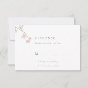 Romantisk ömt rosa blommig bröllops-RSVP-kort OSA Kort