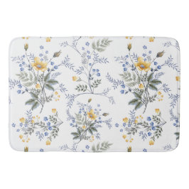 romantisk, ömtålig vildblomma mönster Gult blått 2 Badrumsmatta