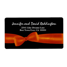 Romantisk Orange Bow på svart bakgrund Adressetikett