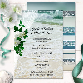 Romantisk Orchid Blommigt Beach Wedding Reception Inbjudningar