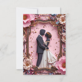 Romantisk pappersilhuett bröllopsscen inbjudningar