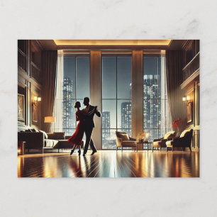 Romantisk par Dancing i New York Highrise Vykort