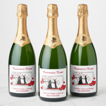 Romantisk par Silhoutte Red Hearts Personlig