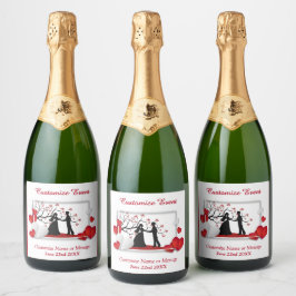 Romantisk par Silhoutte Red Hearts Personlig