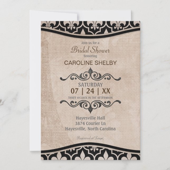 Romantisk Paris Chic Bröllopsfestinladan Inbjudningar (Framsida)