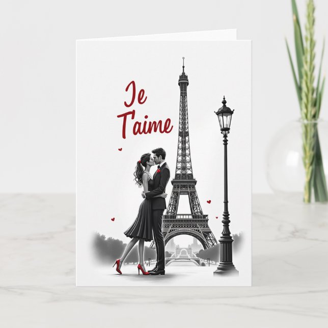 Romantisk Paris Kyss Kort (Framsida)