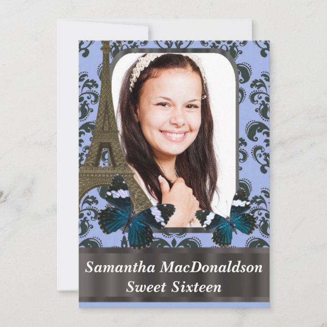 Romantisk Paris sweet sixteenfödelsedag Inbjudningar (Framsida)